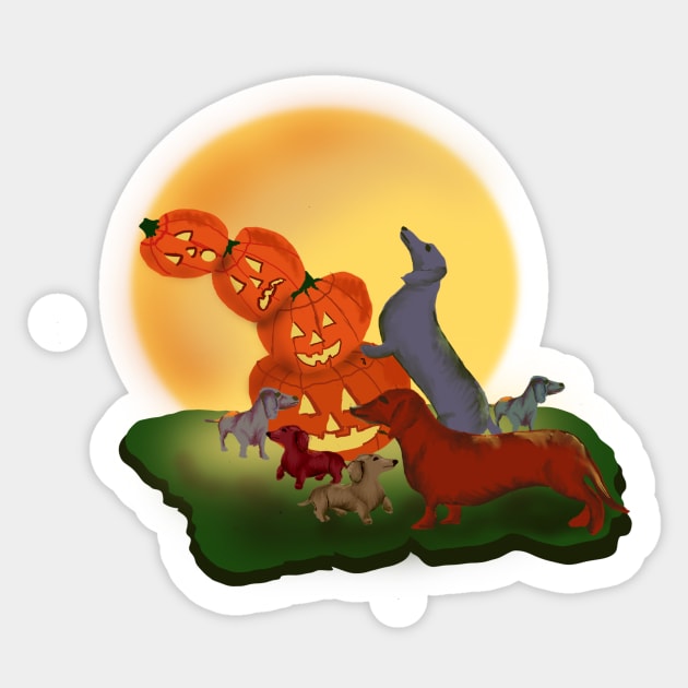 Dachshunds’s Halloween Sticker by CATiltedArt